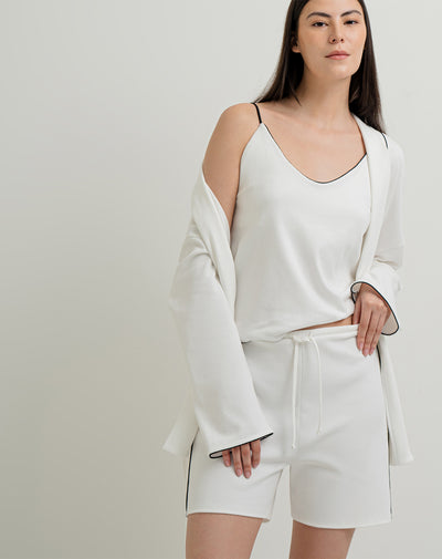 Short en algodón sostenible tiro medio vainilla para mujer