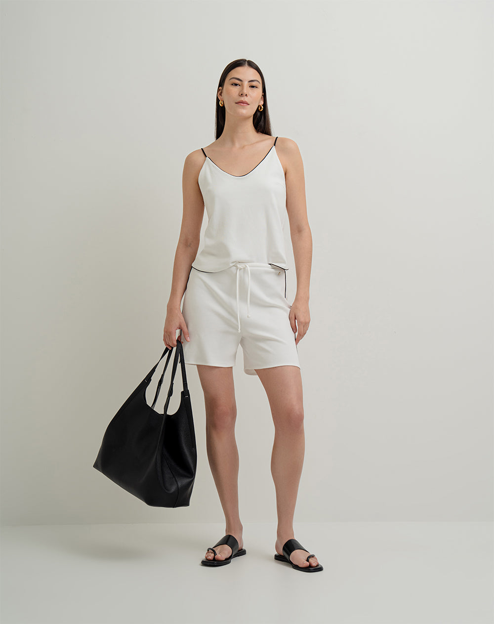 Short en algodón sostenible tiro medio vainilla para mujer