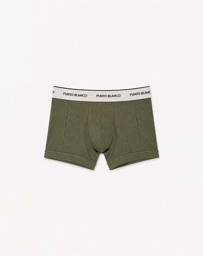 Bóxer corto ajustado panel amplio algodón verde hombre