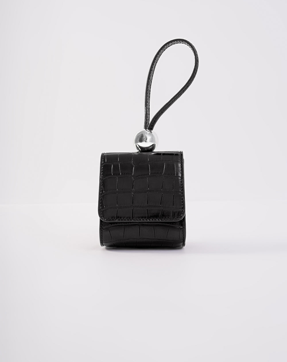 Bolso mini efecto cuero reptil negro mujer