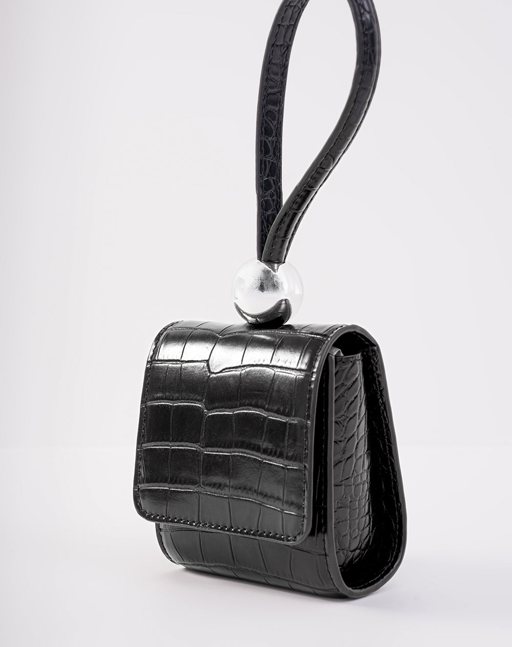 Bolso mini efecto cuero reptil negro mujer