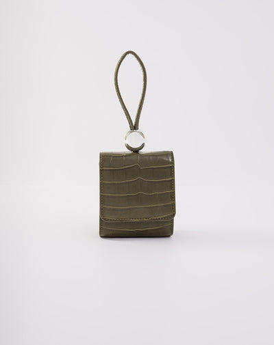 Bolso mini efecto cuero reptil verde mujer