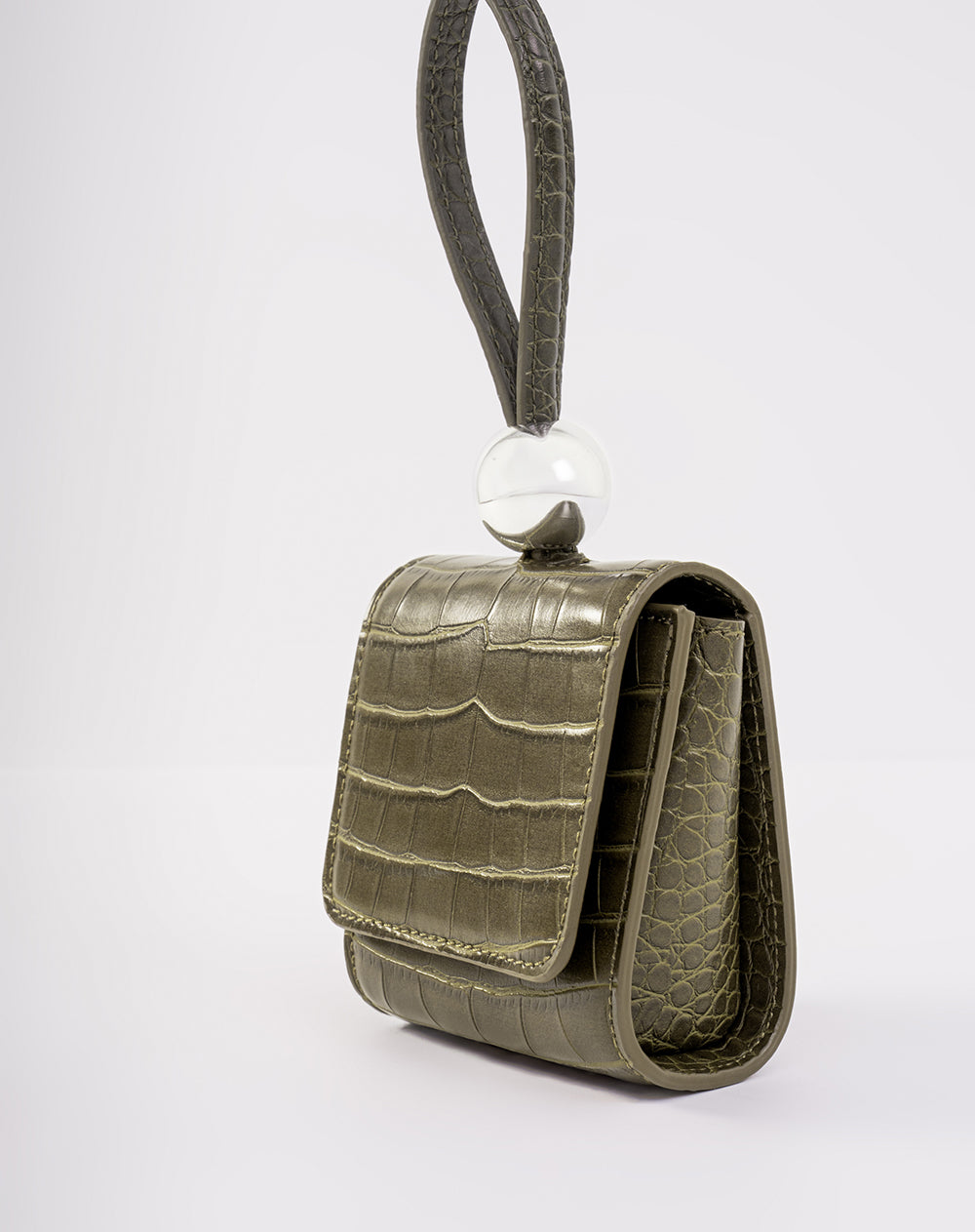 Bolso mini efecto cuero reptil verde mujer