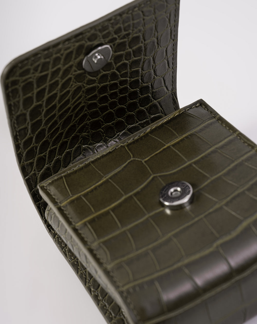Bolso mini efecto cuero reptil verde mujer