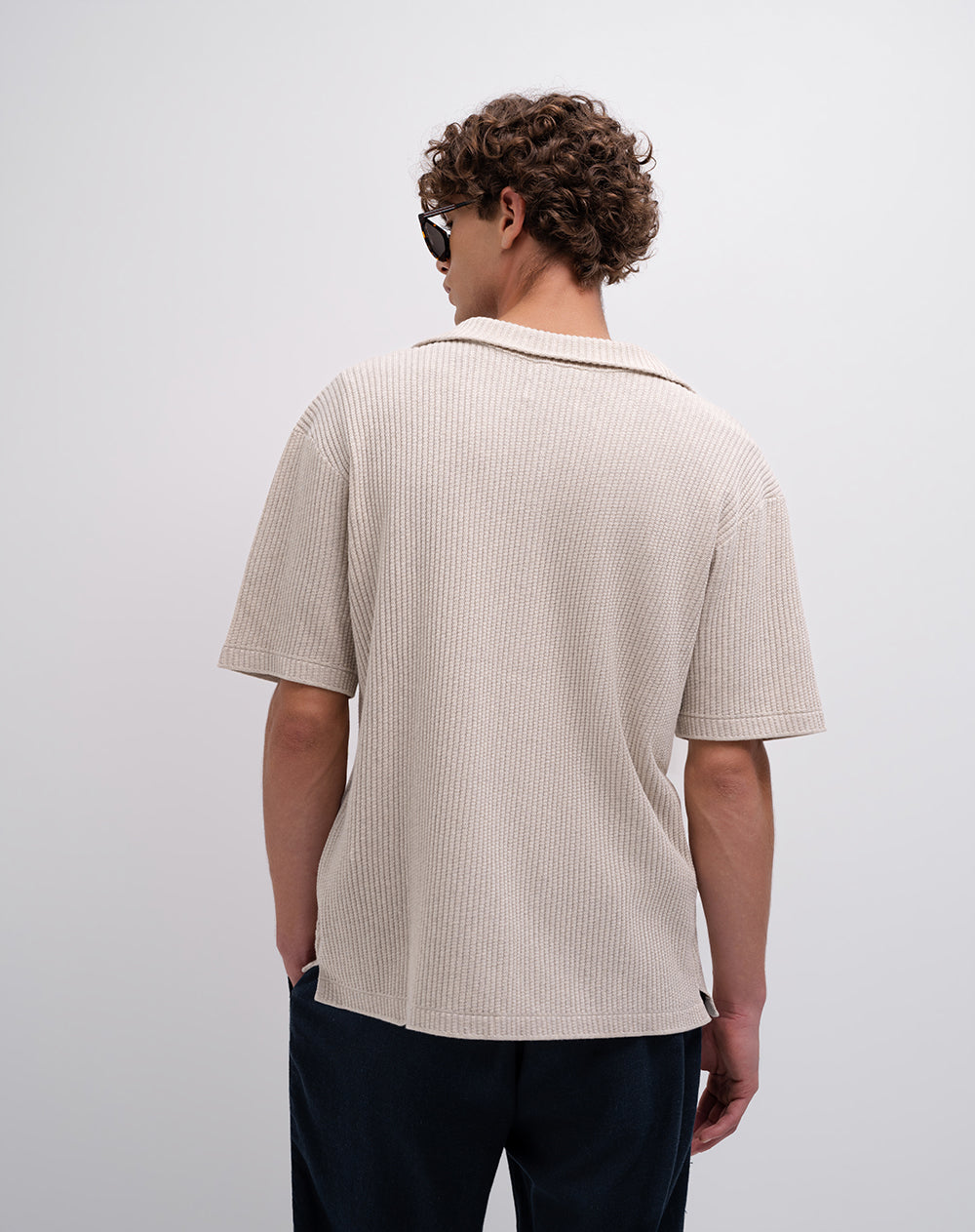 Camisa manga corta regular tejido de punto habana hombre