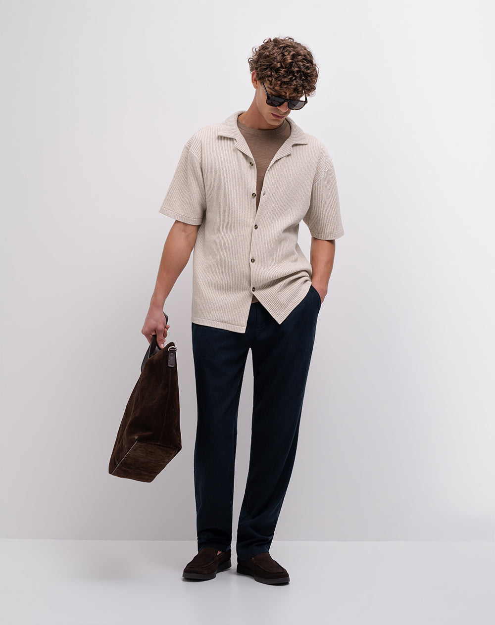 Camisa manga corta regular tejido de punto habana hombre