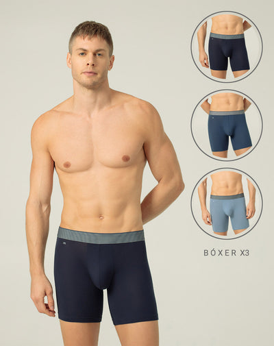Boxér largo ajustado x3unds surtidos