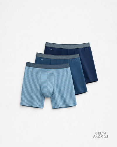 Bóxer largo panel amplio x3unds surtido