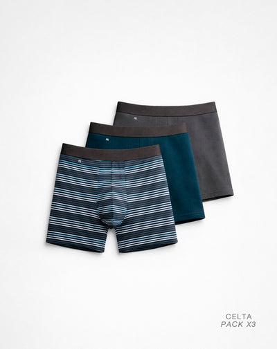 Bóxer largo panel amplio x3unds surtido