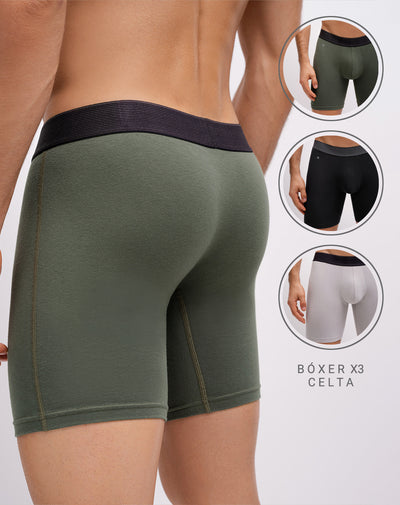 Bóxer largo panel amplio x3unds surtido
