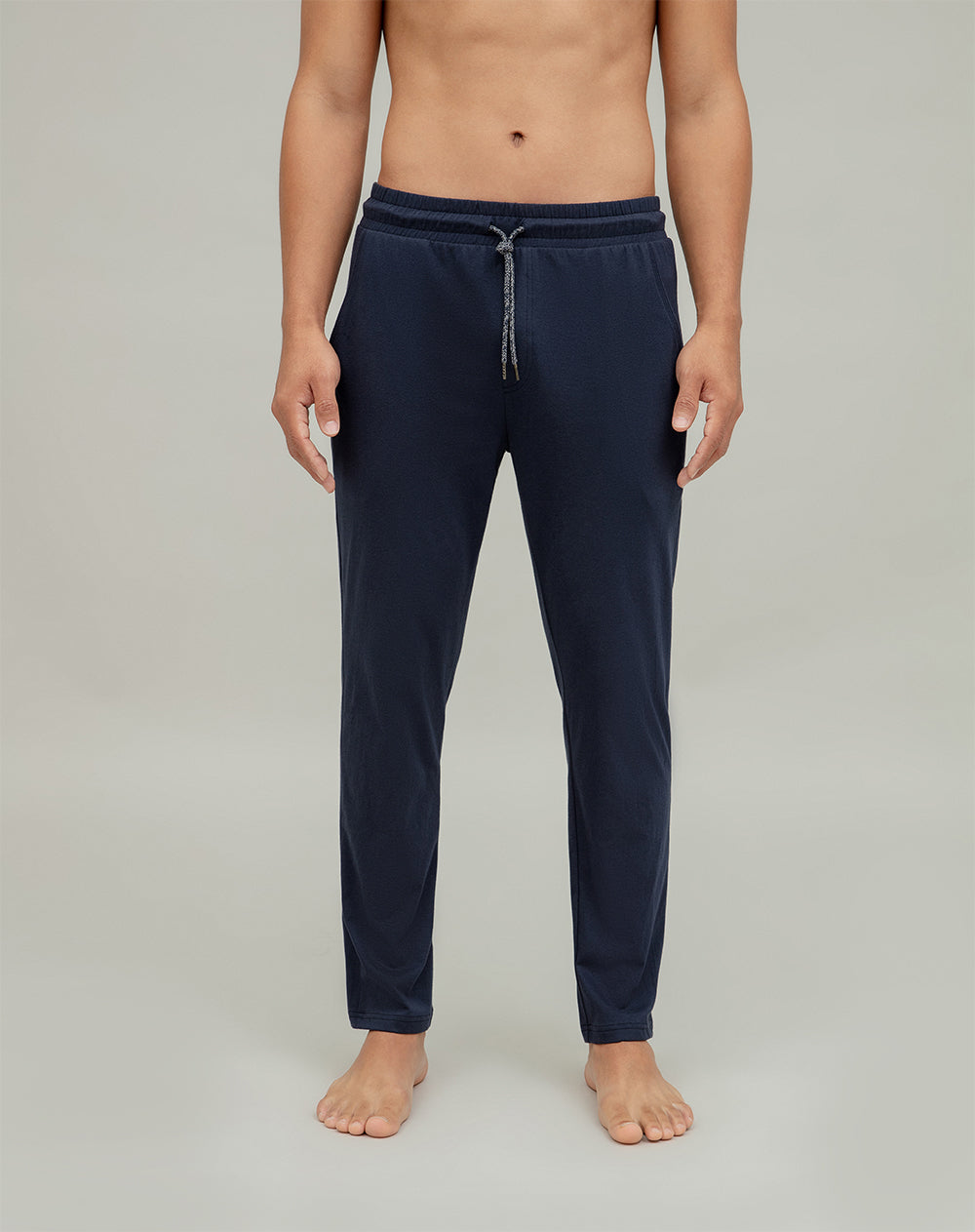 Camiseta + pantalón de pijama hombre algodón crudo y azul