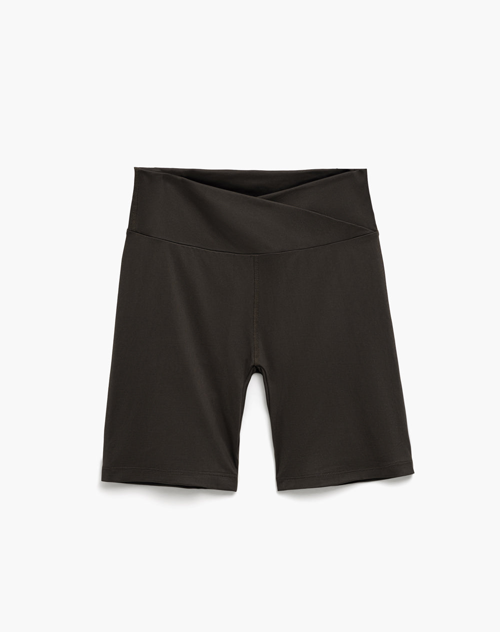 Biker deportivo tiro alto control abdomen café mujer