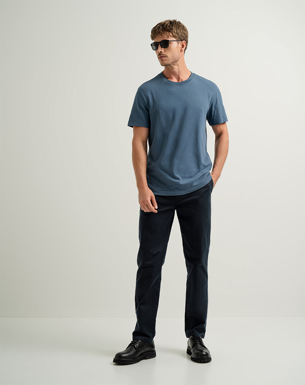 Camiseta regular fit manga corta azul