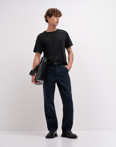Camiseta regular algodón negra hombre