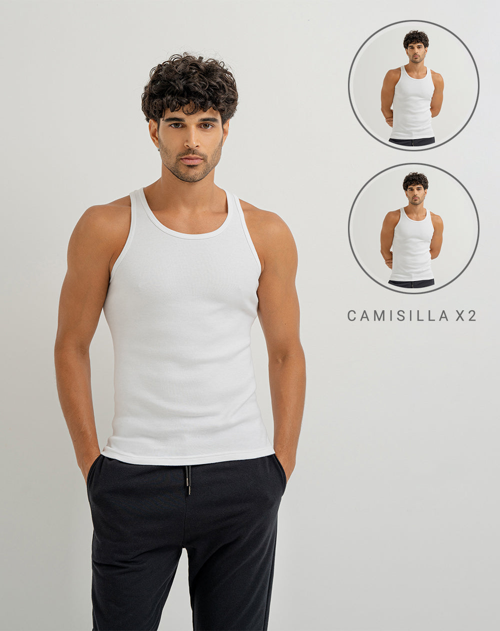 Camiseta algodón sostenible pack x2unds blanca para hombre