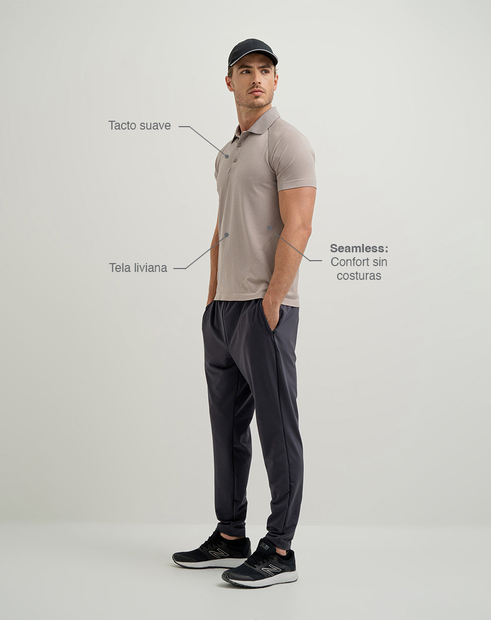 Polo deportiva  hombre seamless cáfe