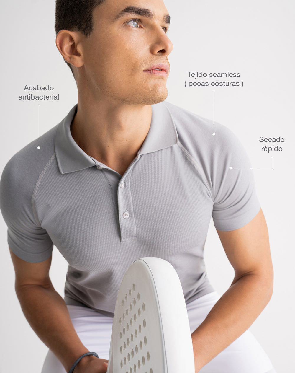 Polo deportiva seamless gris hombre
