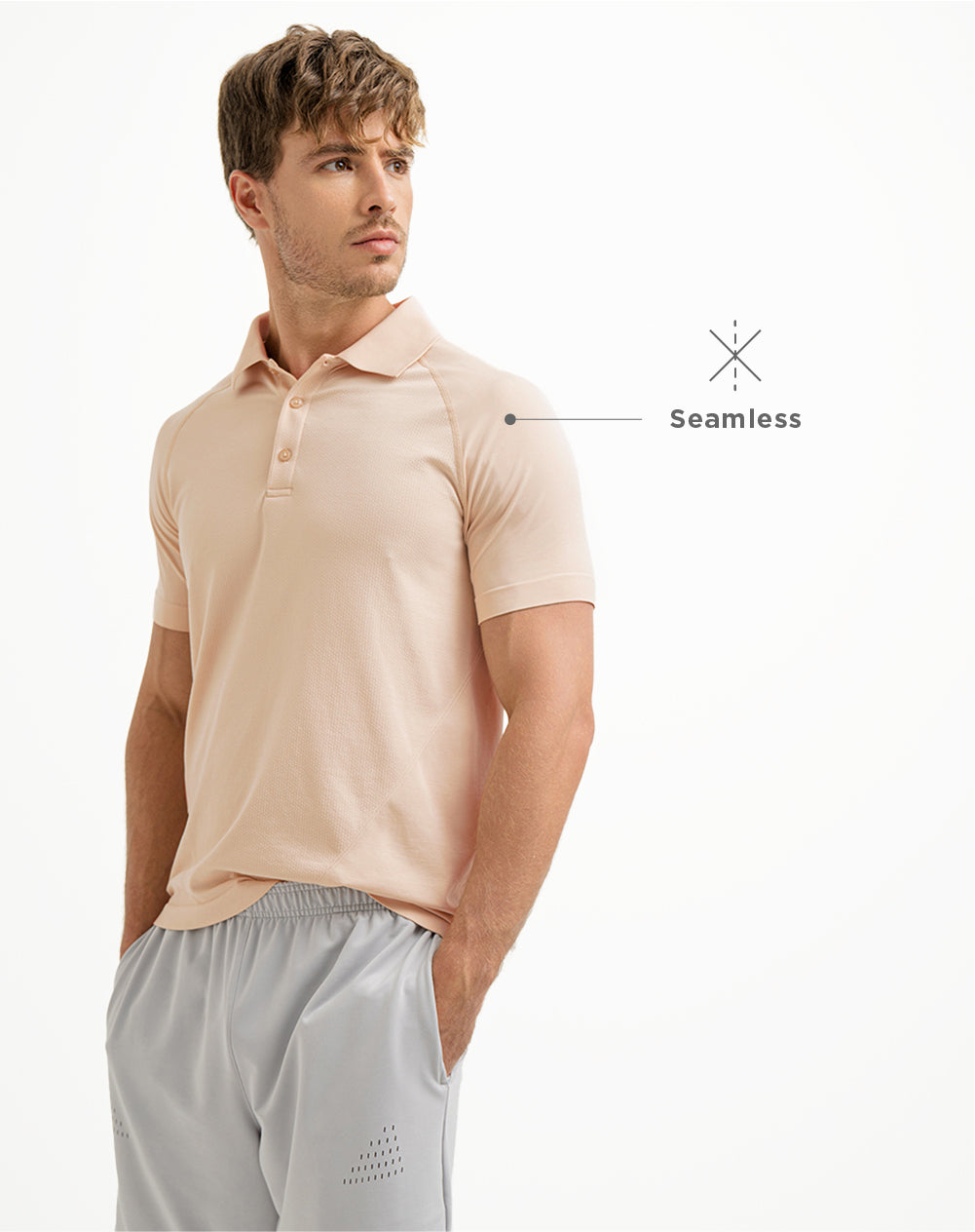 Polo deportiva  hombre seamless caqui