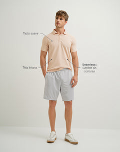 Polo deportiva  hombre seamless caqui