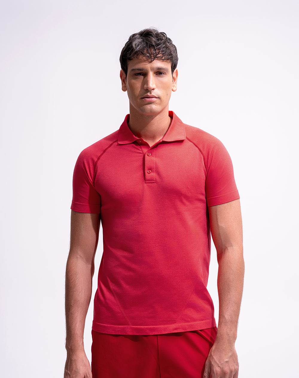 Polo deportiva seamless roja hombre