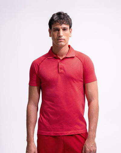 Polo deportiva seamless roja hombre