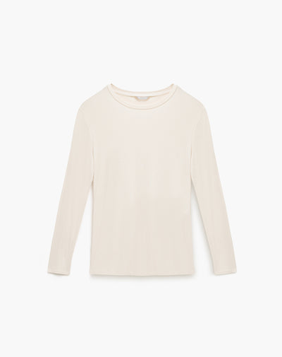 Camiseta relaxed fit manga larga avena