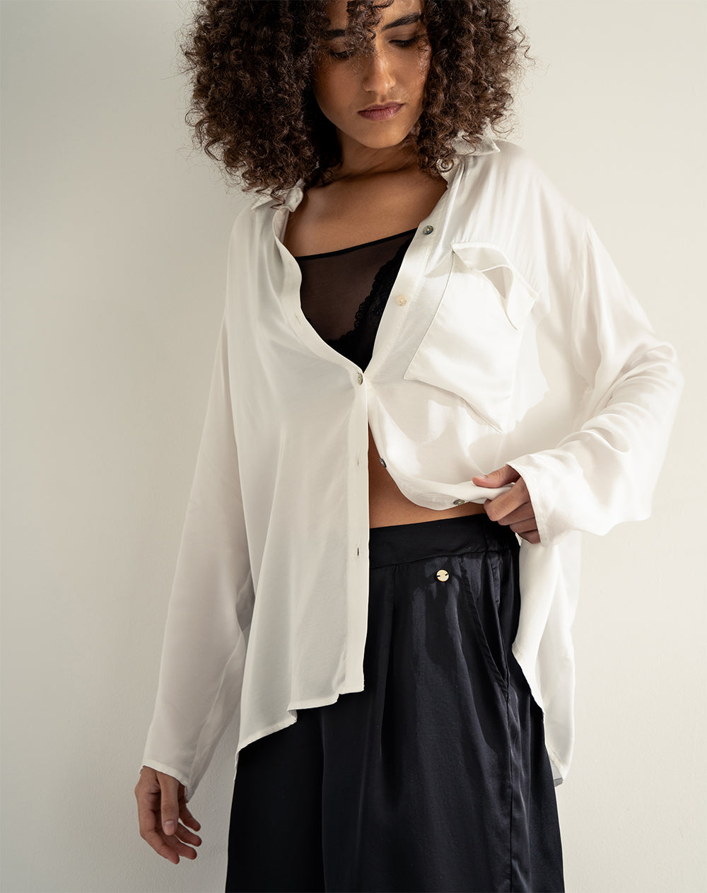 Short de pijama mujer satín negro