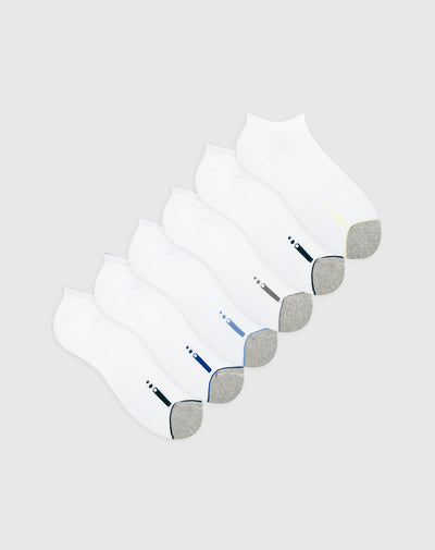 Medias hombre tobilleras cortas alcolchadas pack x6unds blancas