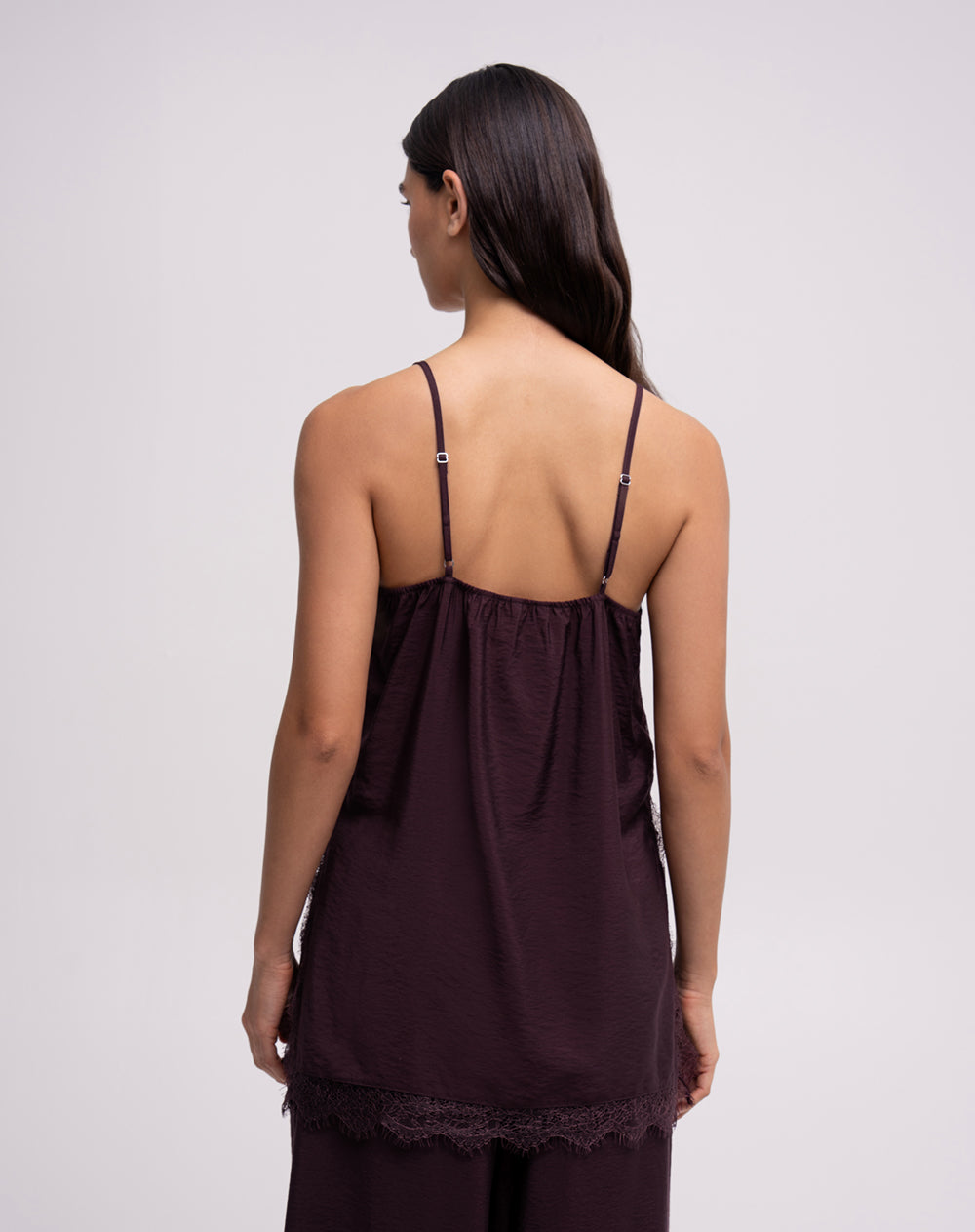 Blusa con encaje vino tinto mujer