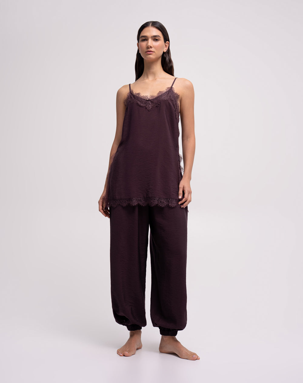 Blusa con encaje vino tinto mujer