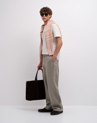 Pantalón bota recta tiro medio drill café hombre