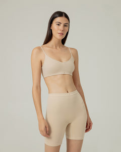 Panty ciclista seamless control medio habano