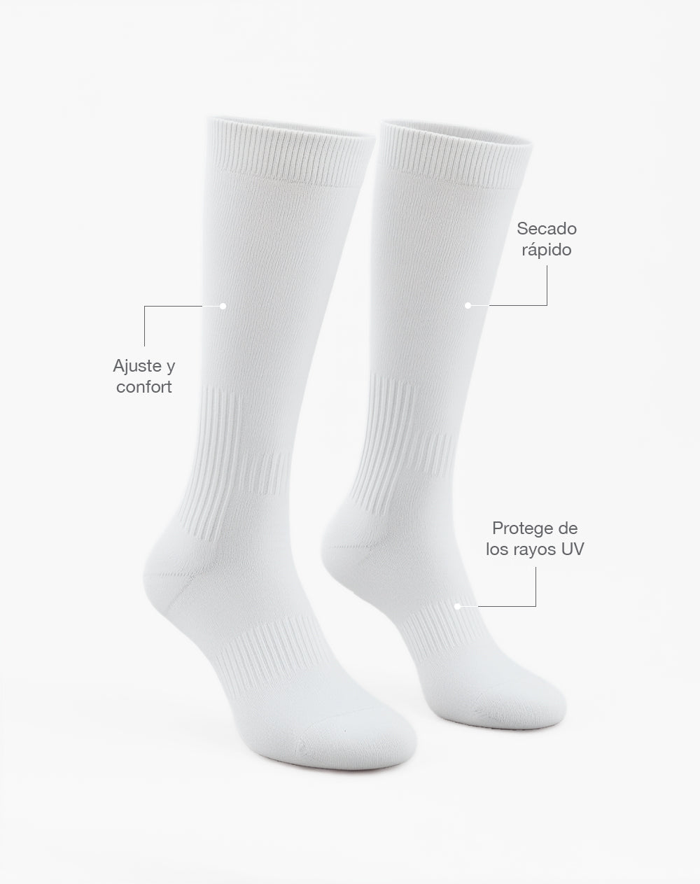 Medias deportivas mujer extra largas microfibra blancas