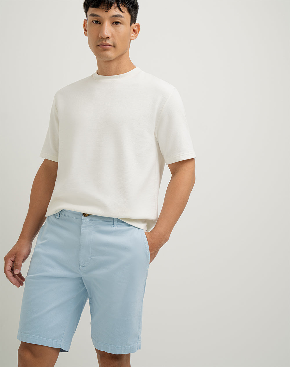Bermuda regular fit en drill azul clara