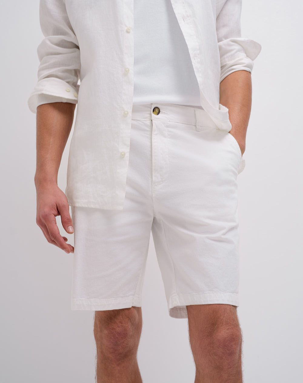 Bermuda regular algodón blanco hombre