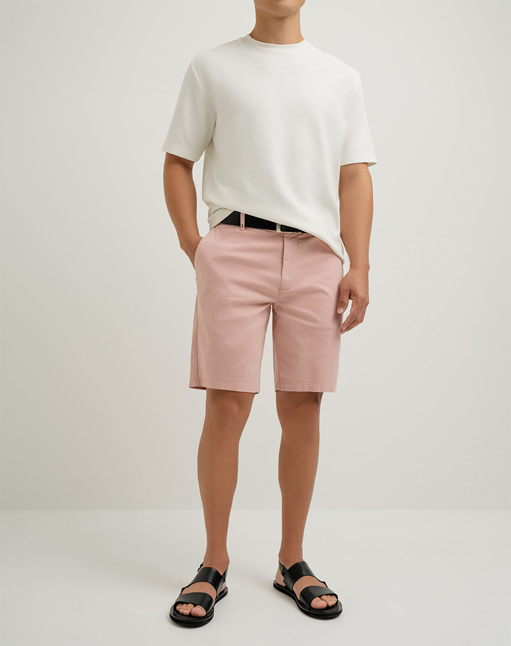Bermuda regular fit en drill palo de rosa
