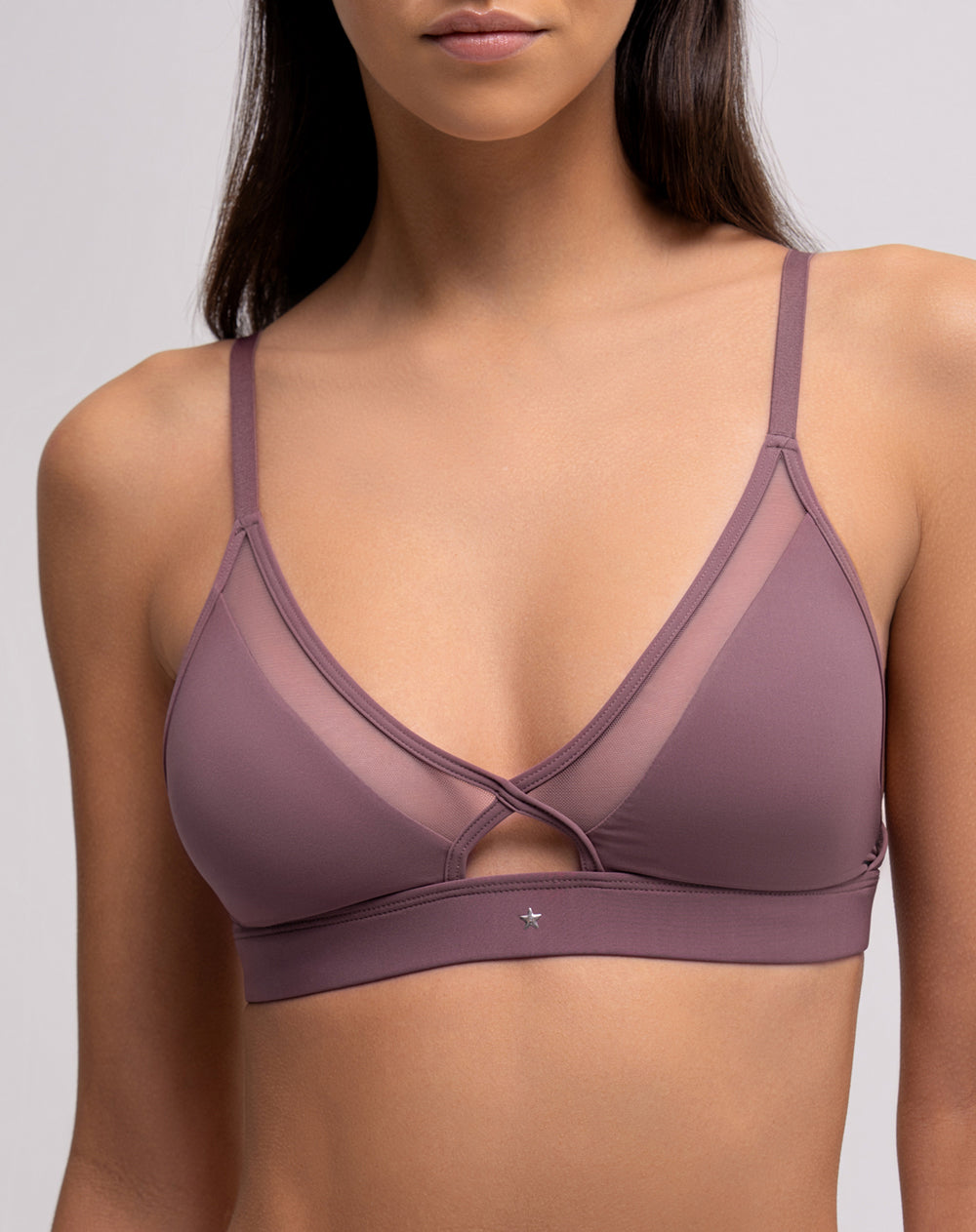 Top soporte medio microfibra sin arco morado