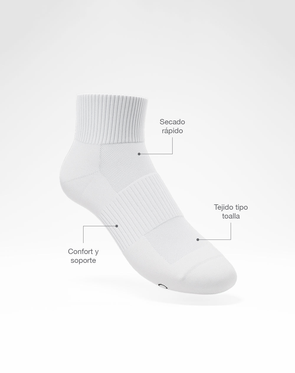 Medias deportivas mujer tobilleras microfibra blancas