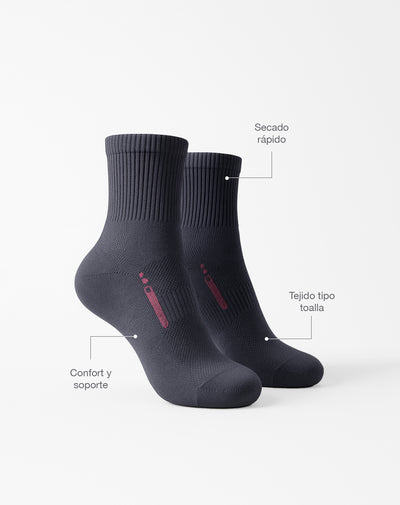 Medias deportivas mujer tobillera acolchada gris