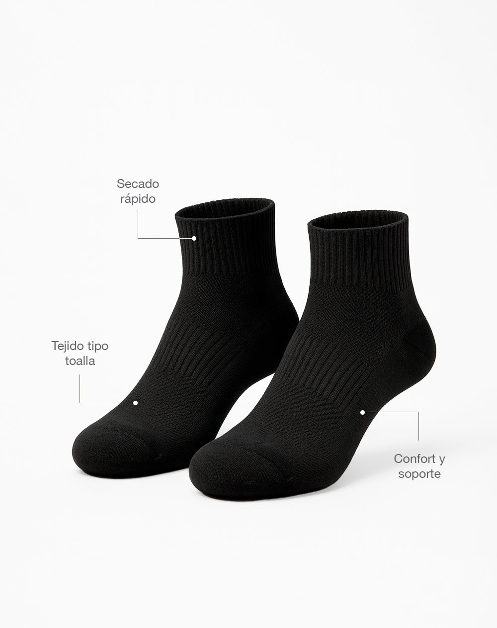 Medias deportivas mujer tobilleras microfibra negras