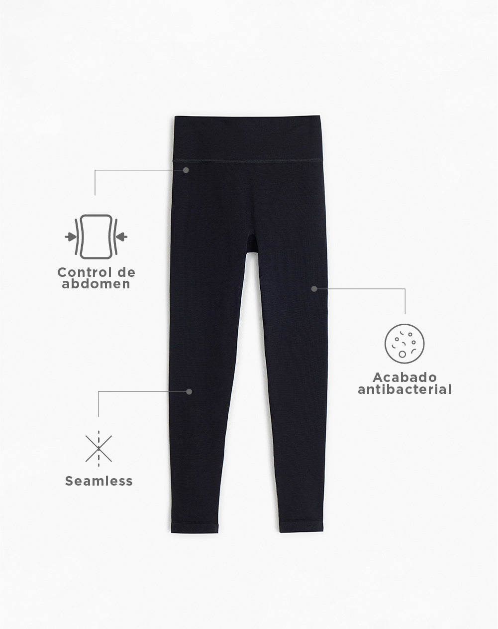Legging deportivo seamless pocas costurass negro para mujer