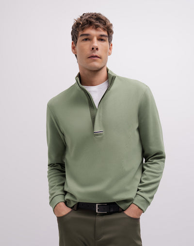 Buzo tipo polo regular verde hombre