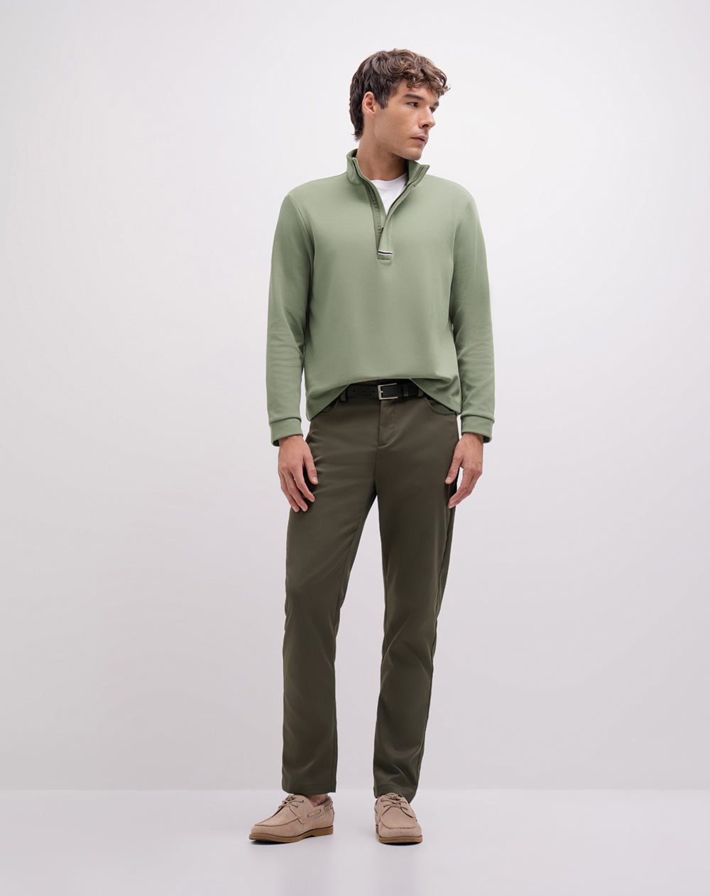 Buzo tipo polo regular verde hombre