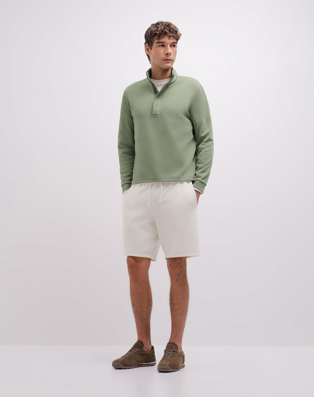 Buzo tipo polo regular verde hombre