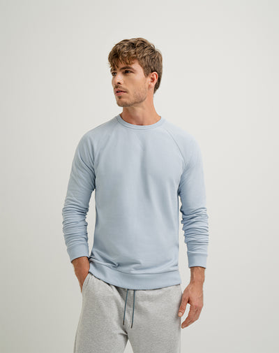 Buzo en algodón sostenible azul claro para hombre