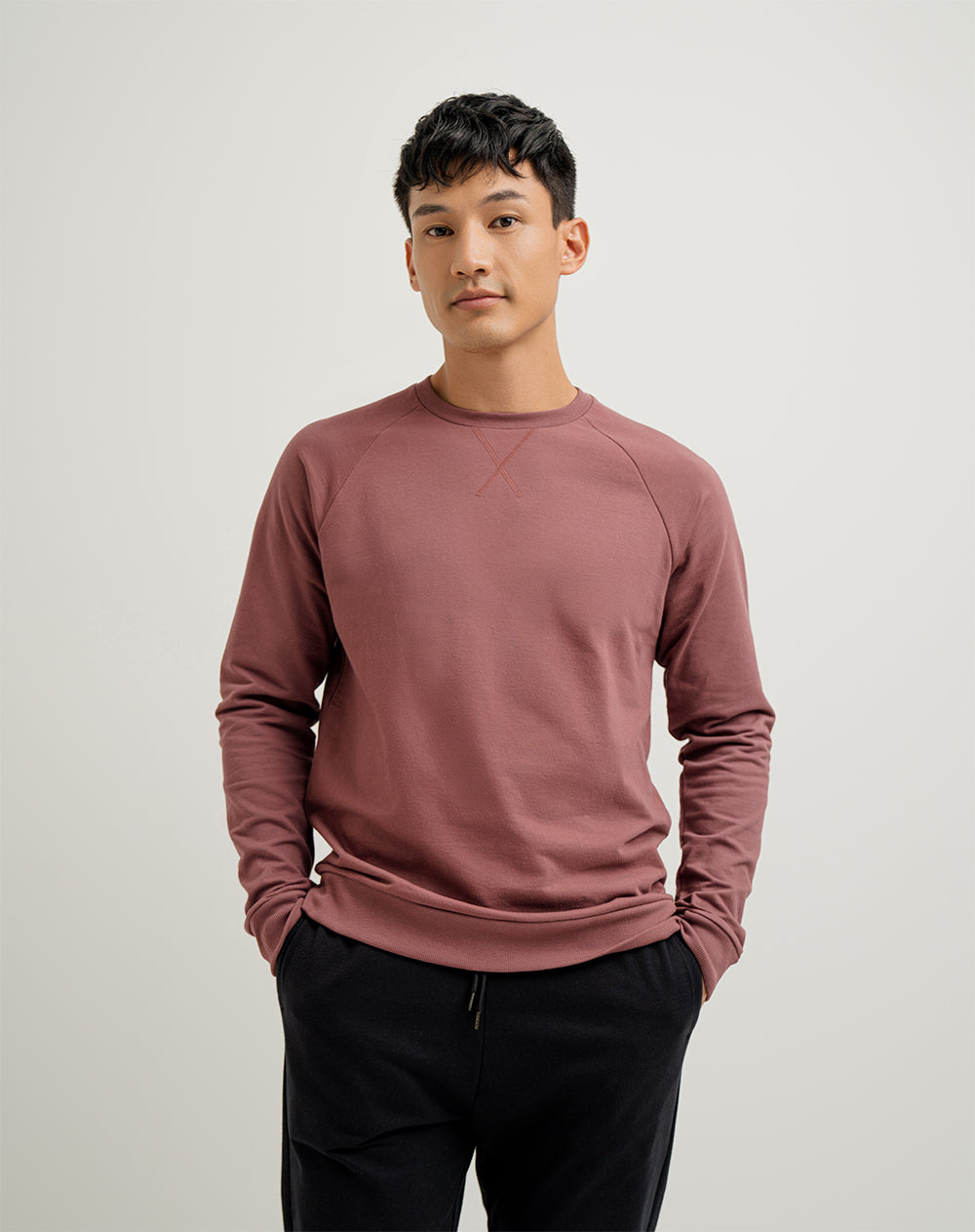 Buzo en algodón sostenible vinotinto para hombre