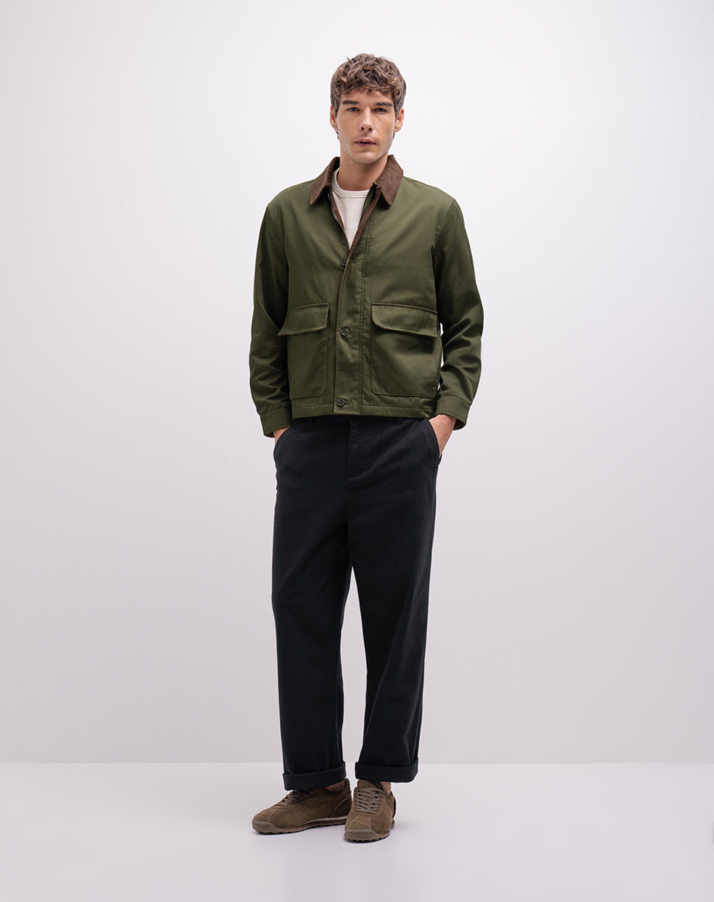 Chaqueta regular verde hombre
