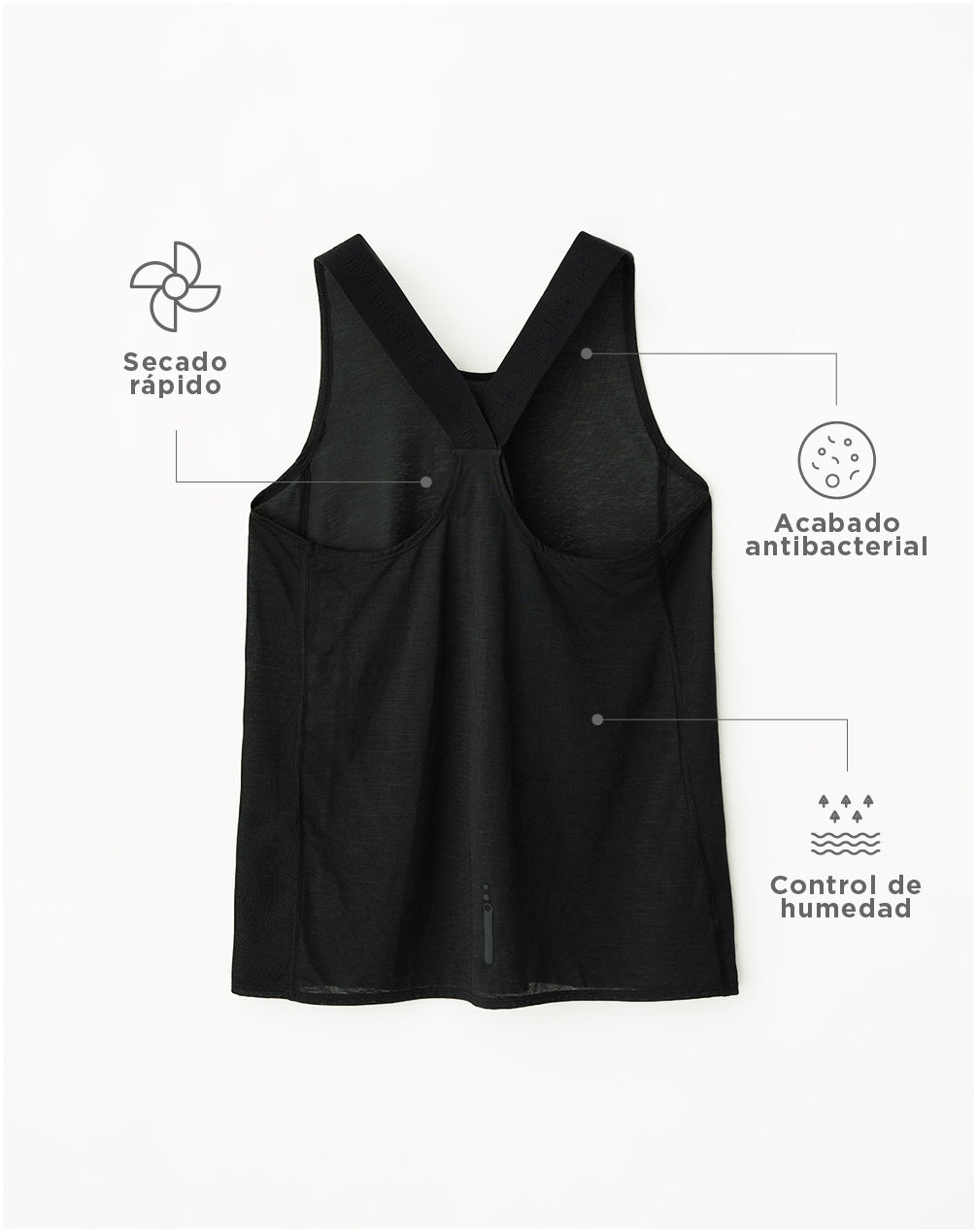Camiseta esqueleto deportiva mujer control humedad negra