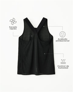Camiseta esqueleto deportiva mujer control humedad negra