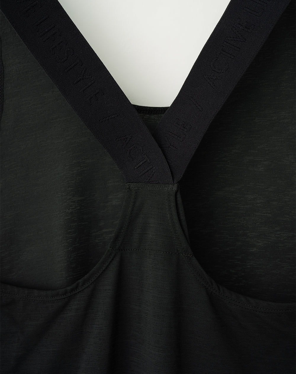 Camiseta esqueleto deportiva mujer control humedad negra